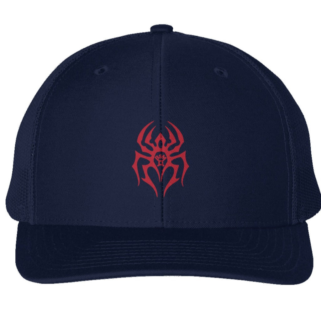 Black Spider Snapback Trucker Cap (Navy Blue)
