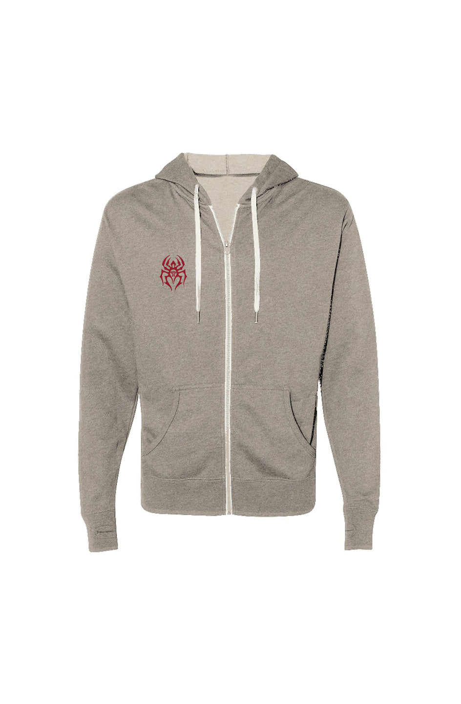 Embroiderd Red BSM Logo Heathered French Terry Full-Zip Hooded Sweatshirt