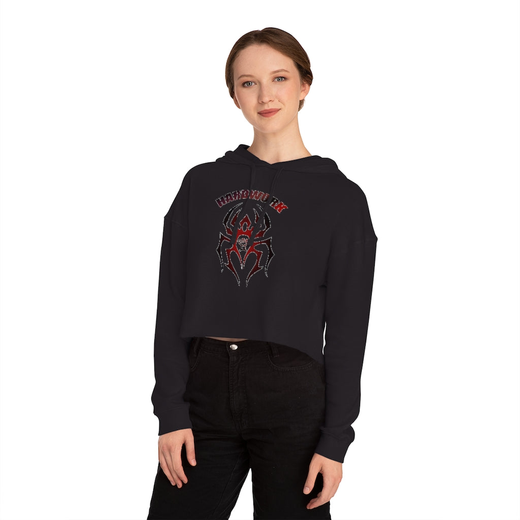 Black Spider Hardwork Women’s Cropped Hooded Sweatshirt