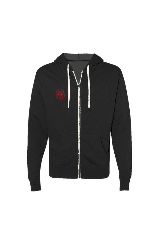 Embroiderd Red BSM Logo Heathered French Terry Full-Zip Hooded Sweatshirt