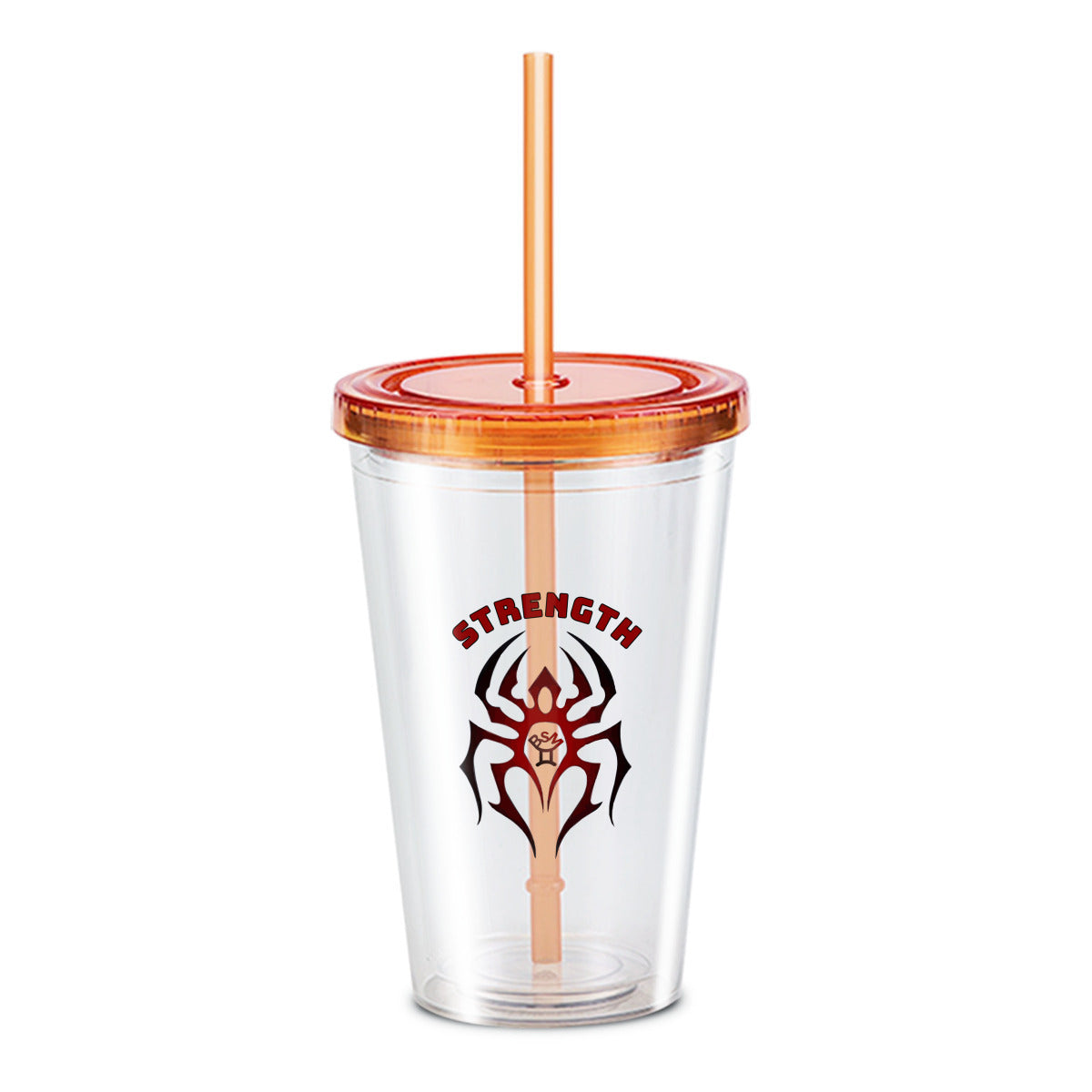Black Spider Strength Double Layer Plastic Cup & Straw