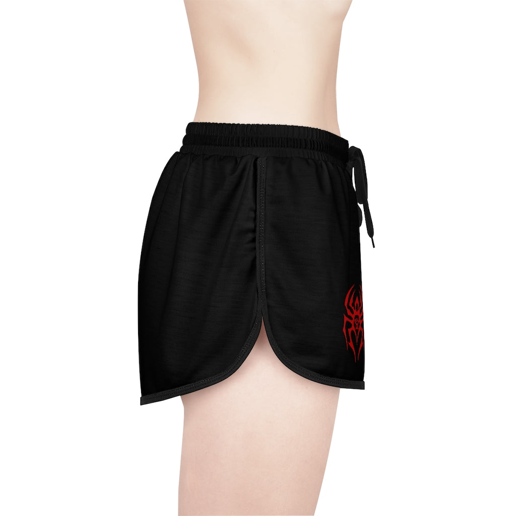 Women's Black Spider (Black w/Red Logo) Relaxed Shorts